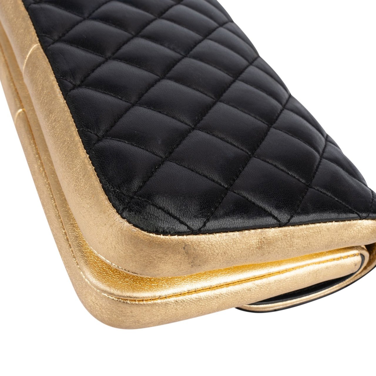 Chanel Quilted Lambskin and Metallic Leather Double Flap Crossbody Bag Zwart