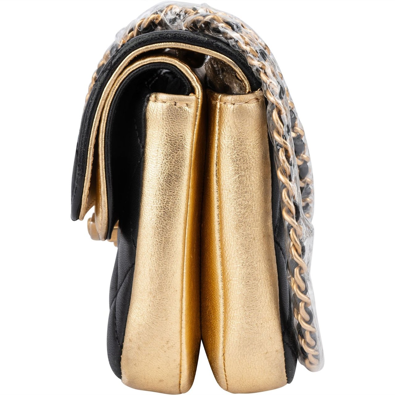 Chanel Quilted Lambskin and Metallic Leather Double Flap Crossbody Bag Zwart