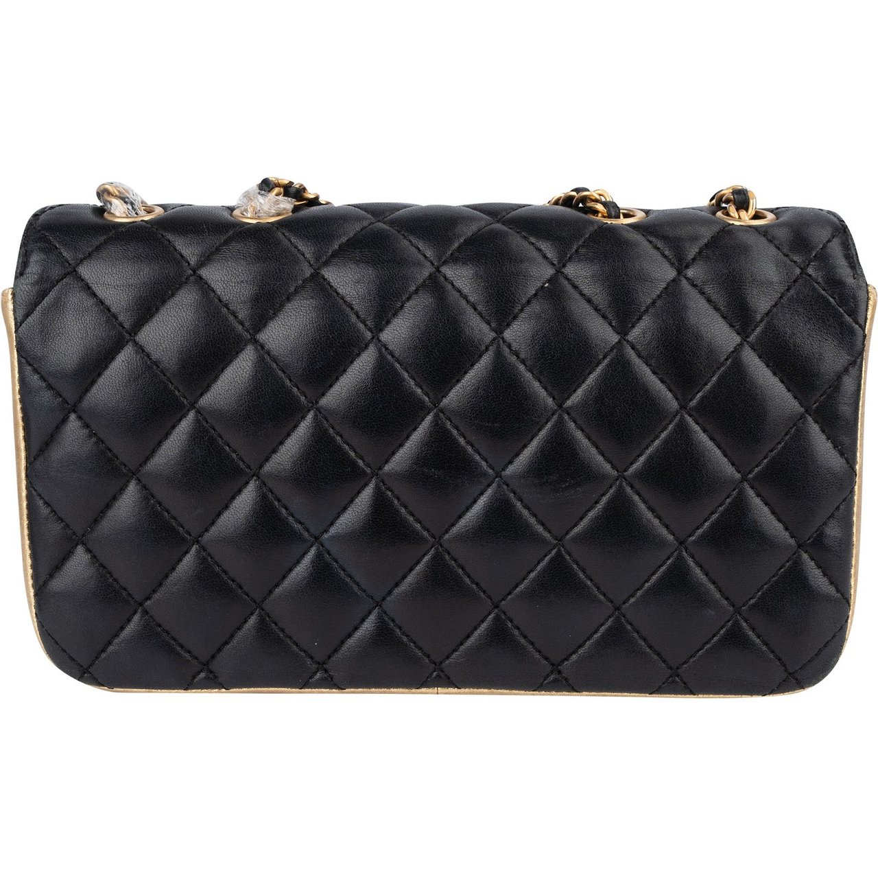 Chanel Quilted Lambskin and Metallic Leather Double Flap Crossbody Bag Zwart