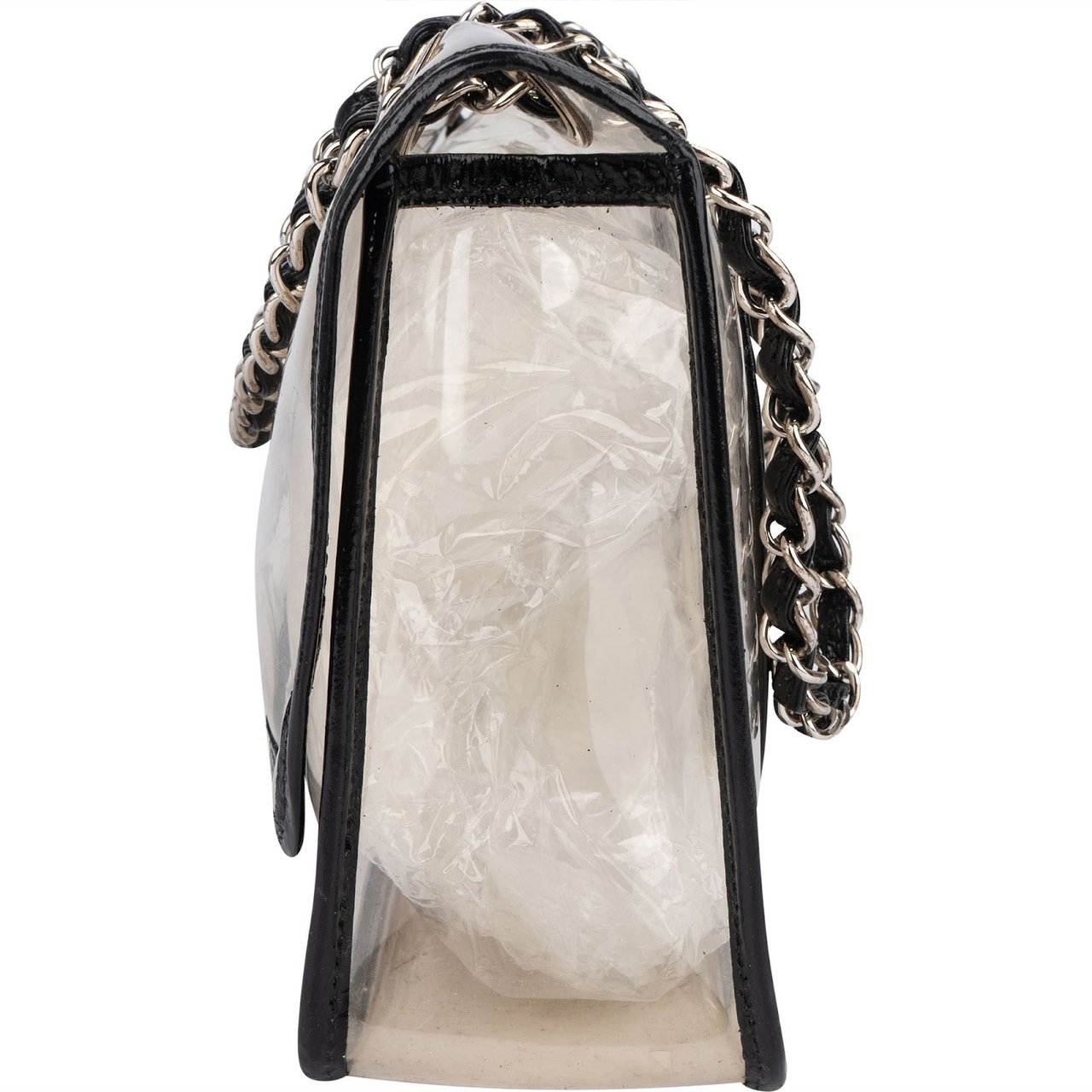 Chanel Chanel Transparent Vinyl Single Flap Shoulder Bag Zwart