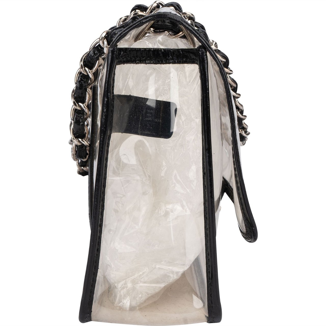 Chanel Chanel Transparent Vinyl Single Flap Shoulder Bag Zwart