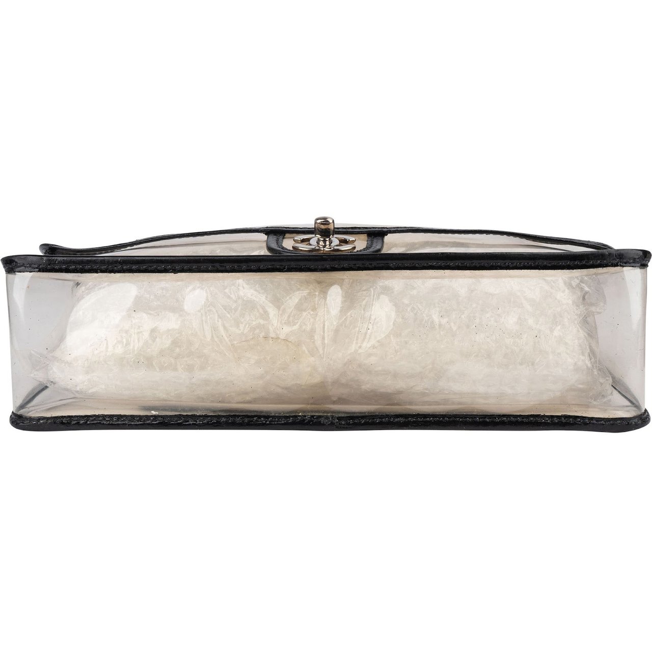 Chanel Chanel Transparent Vinyl Single Flap Shoulder Bag Zwart