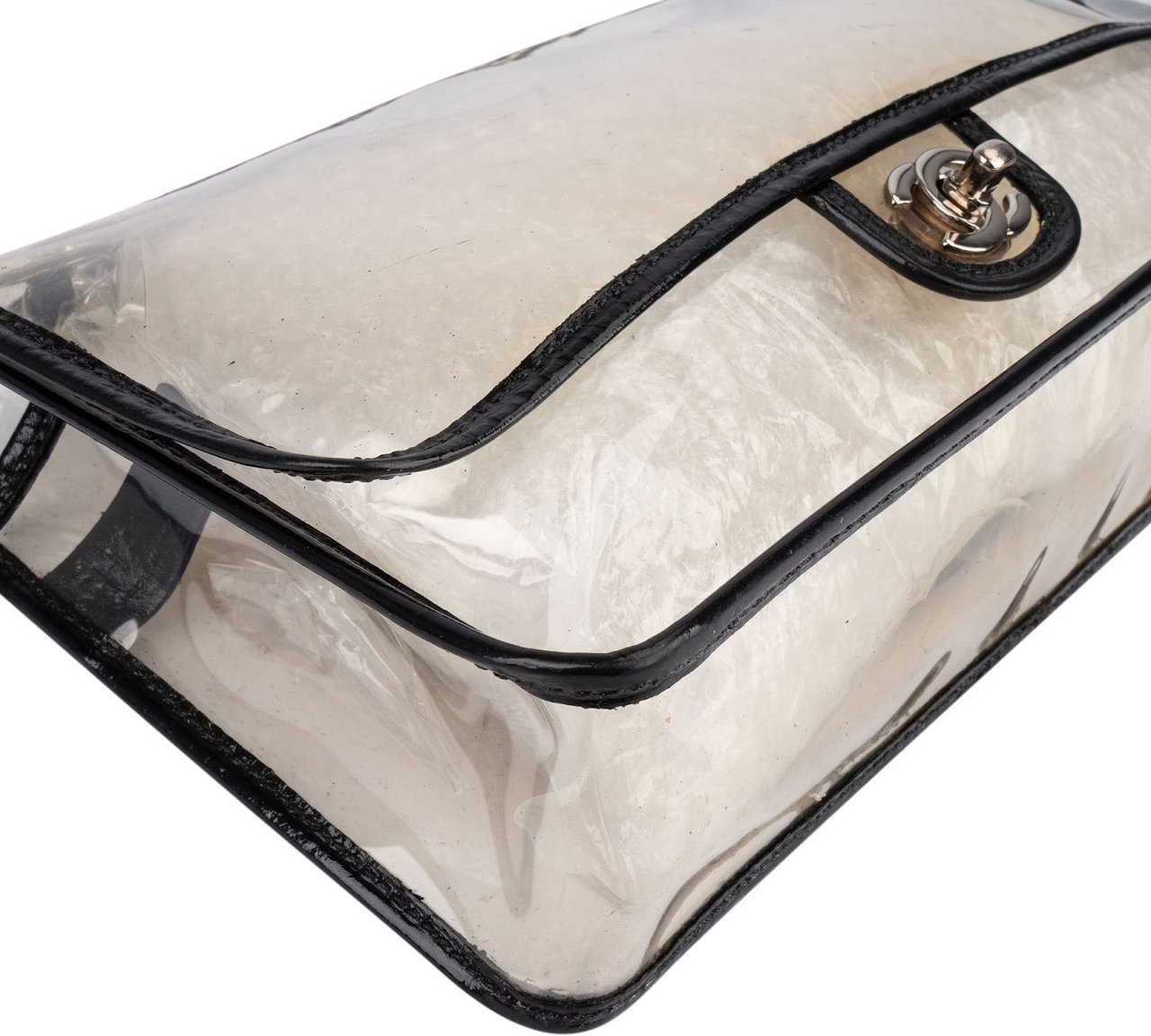 Chanel Chanel Transparent Vinyl Single Flap Shoulder Bag Zwart