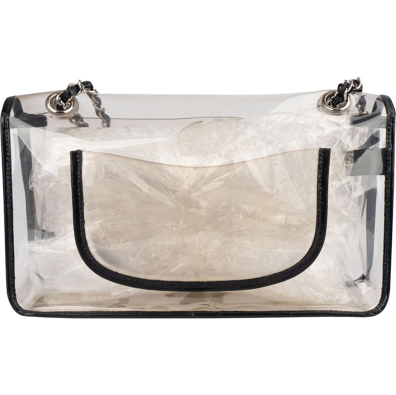 Chanel Chanel Transparent Vinyl Single Flap Shoulder Bag Zwart