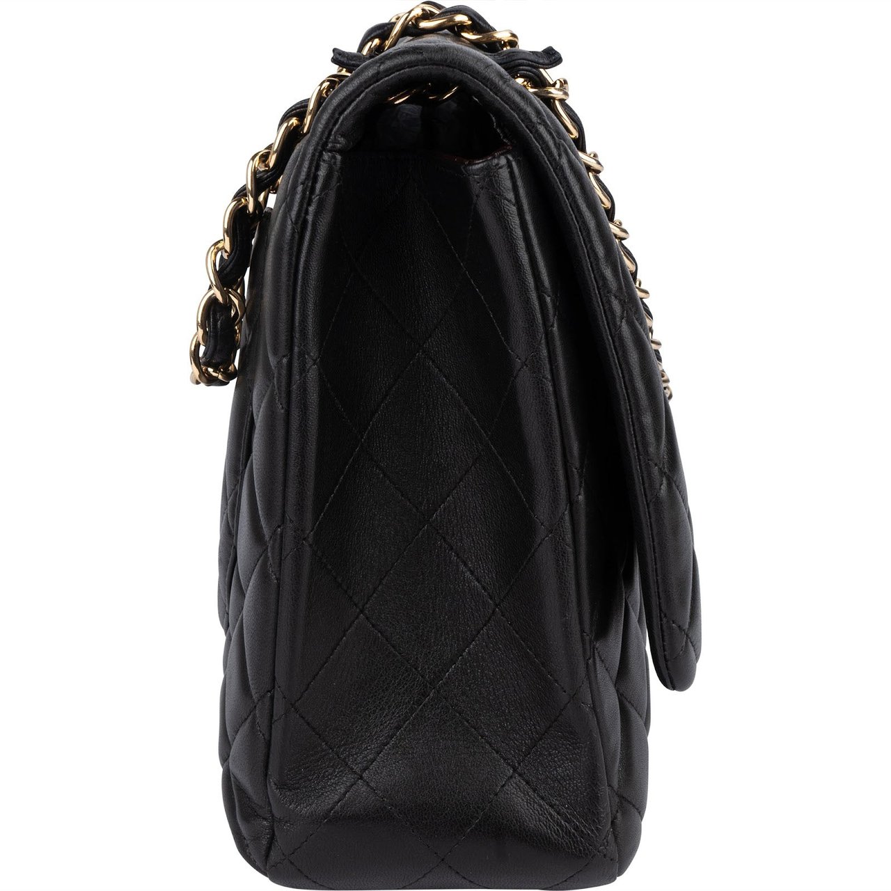 Chanel Chanel Quilted Lambskin Maxi Single Flap Crossbody Bag Zwart