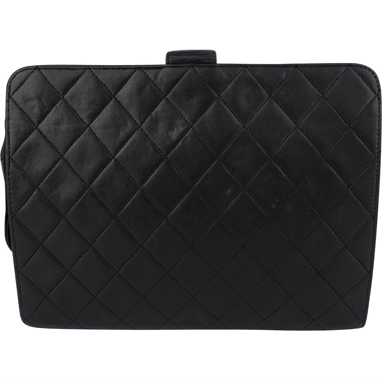 Chanel Chanel Quilted Lambskin 24K Gold Vintage Crossbody Bag Zwart