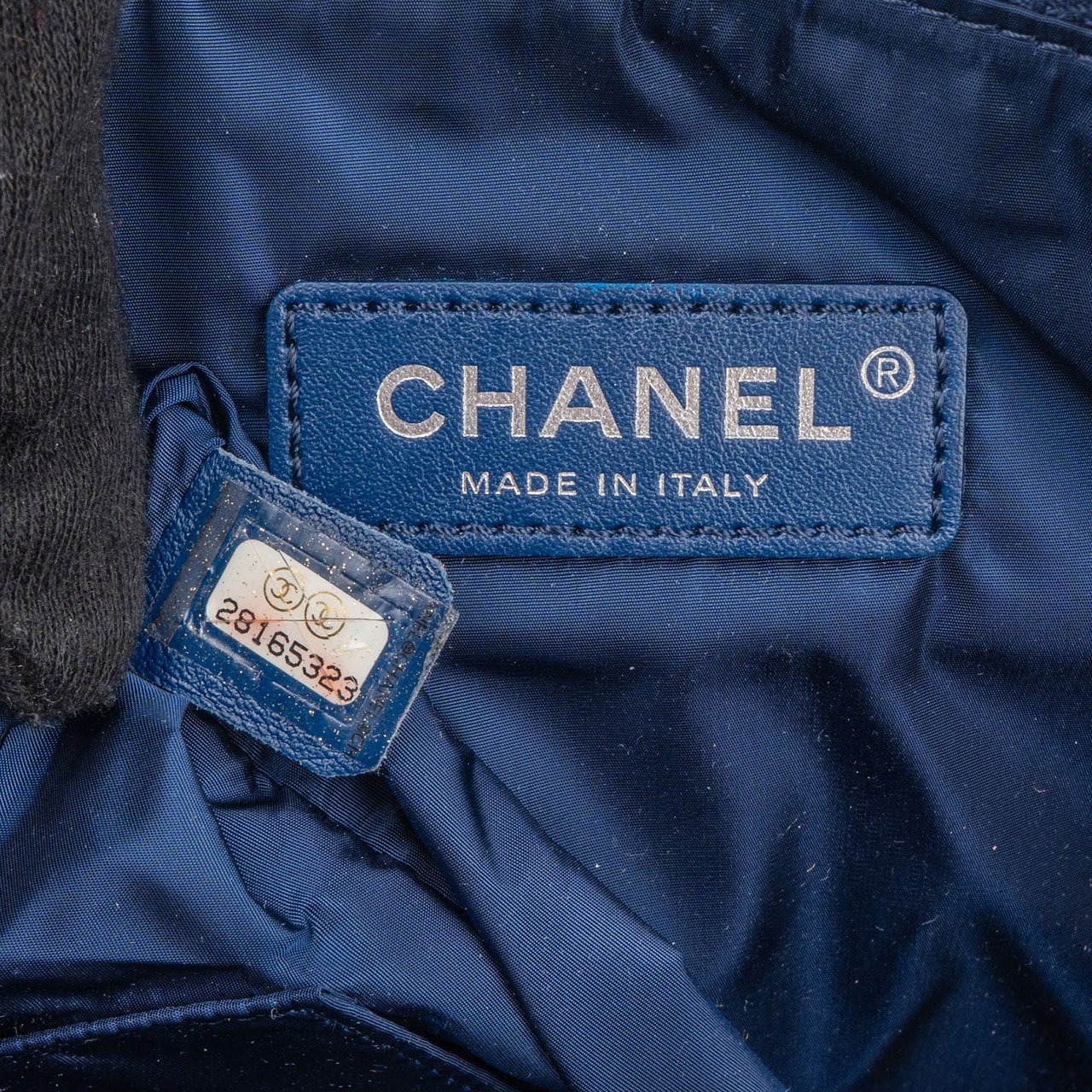 Chanel Chanel Monogram Stitching Nylon Mark Clutch Blauw