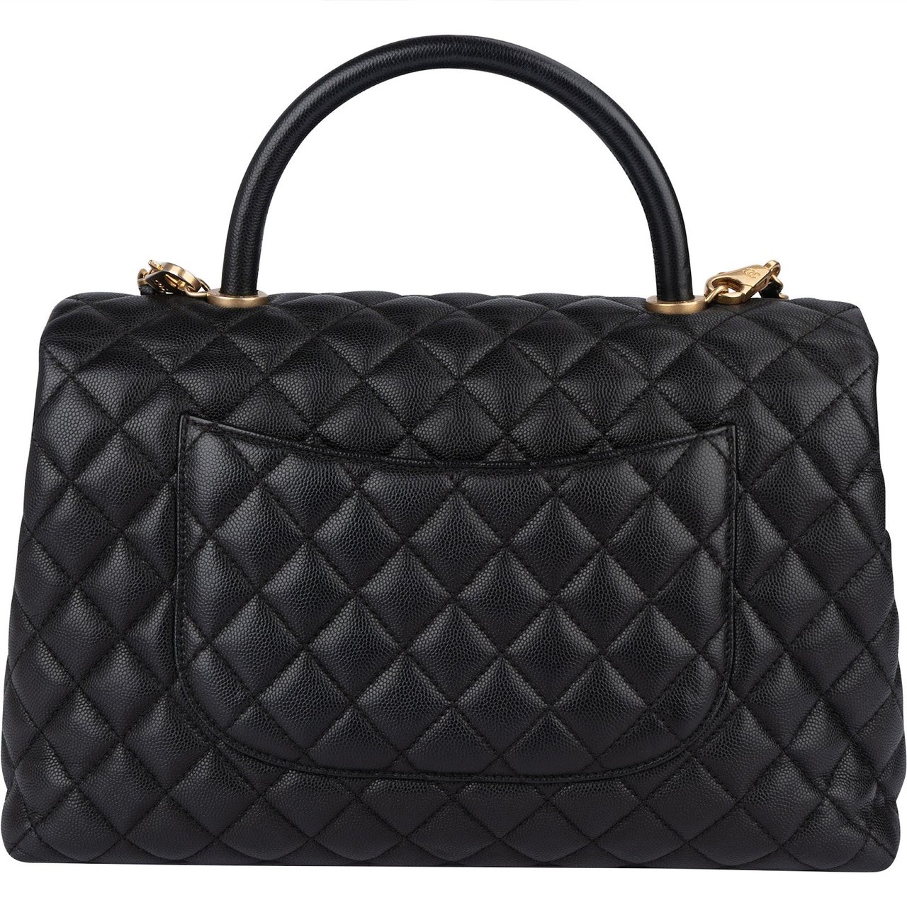 Chanel Chanel Jumbo Caviar Leather Coco Handle Handbag Zwart