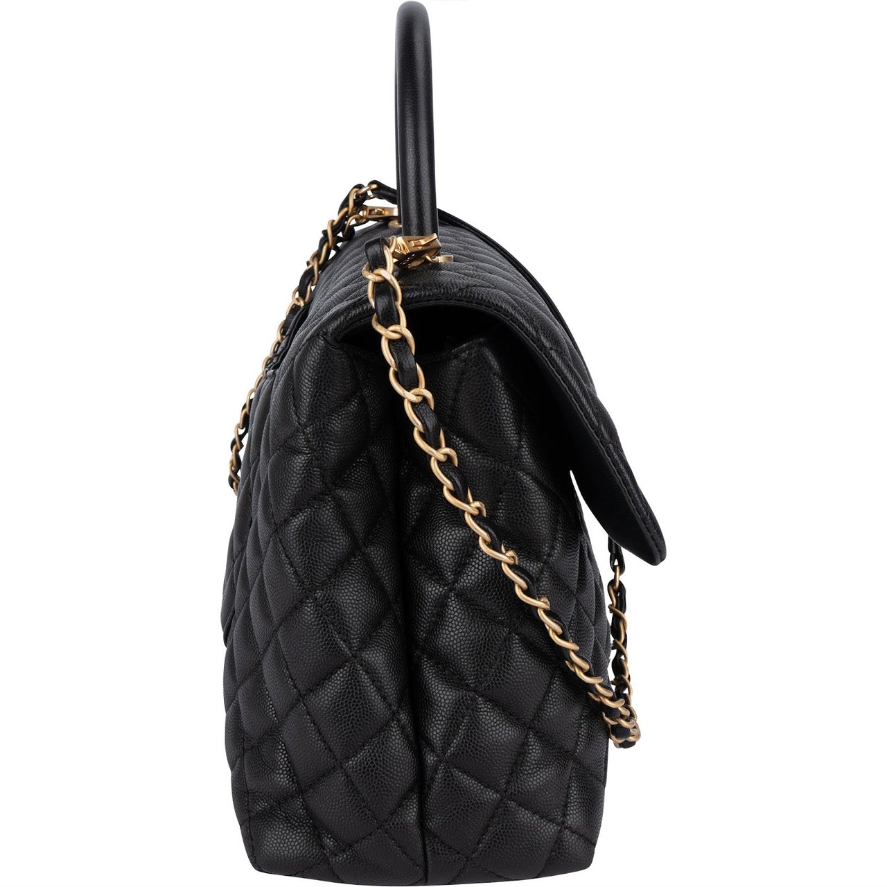 Chanel Chanel Jumbo Caviar Leather Coco Handle Handbag Zwart
