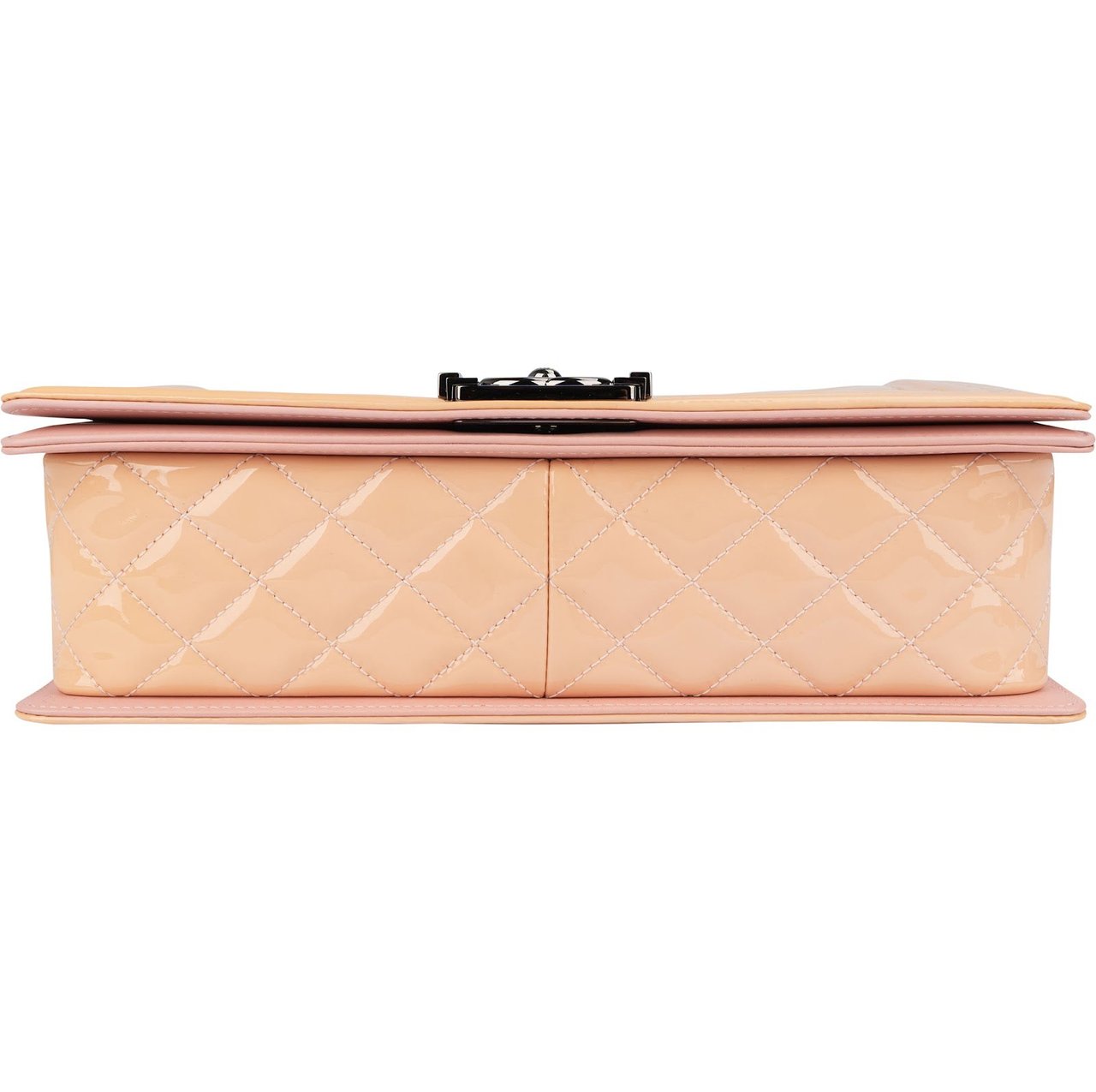 Chanel Chanel Quilted Patent Leather Boy Single Flap Crossbody Bag Neutraal