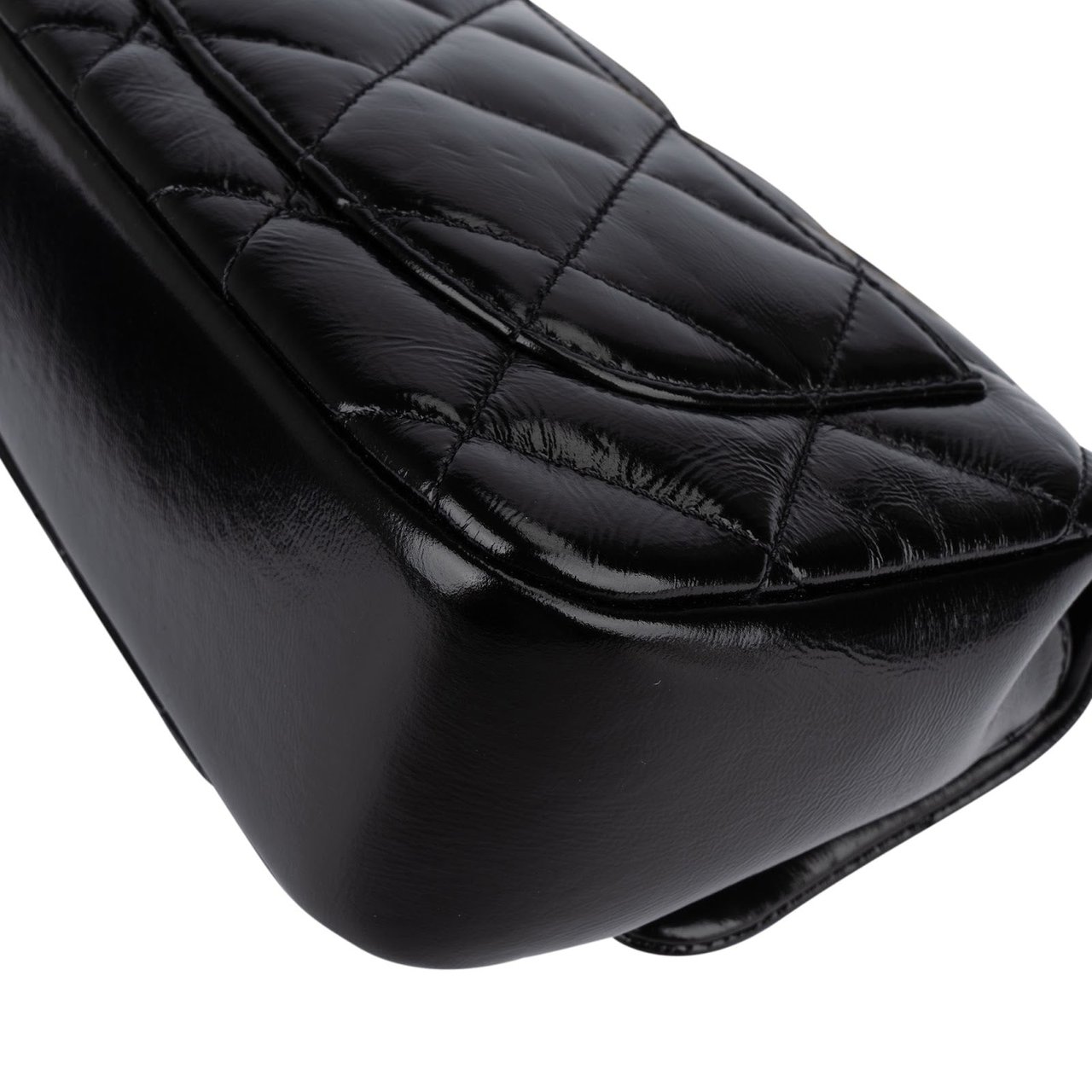 Chanel Quilted Patent Calfskin Coco Handle Single Flap Crossbody Bag Zwart