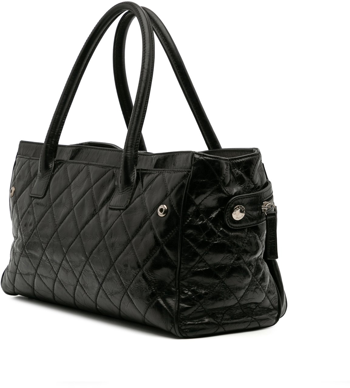 Chanel Medium Quilted Glazed Calfskin Executive Tote Zwart