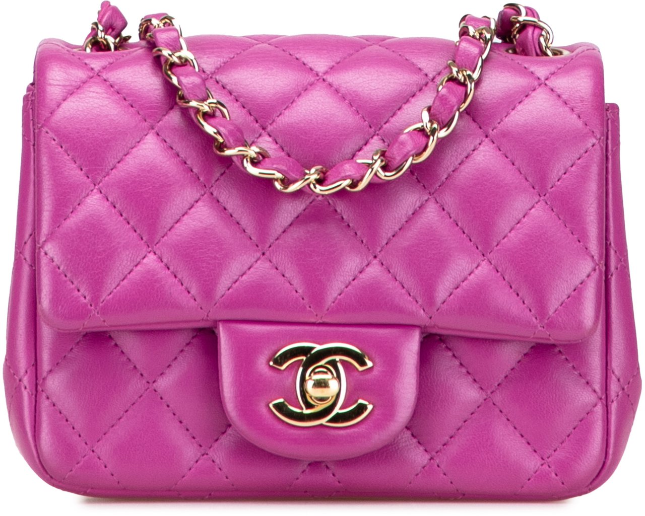 Chanel Mini Square Classic Lambskin Single Flap Paars