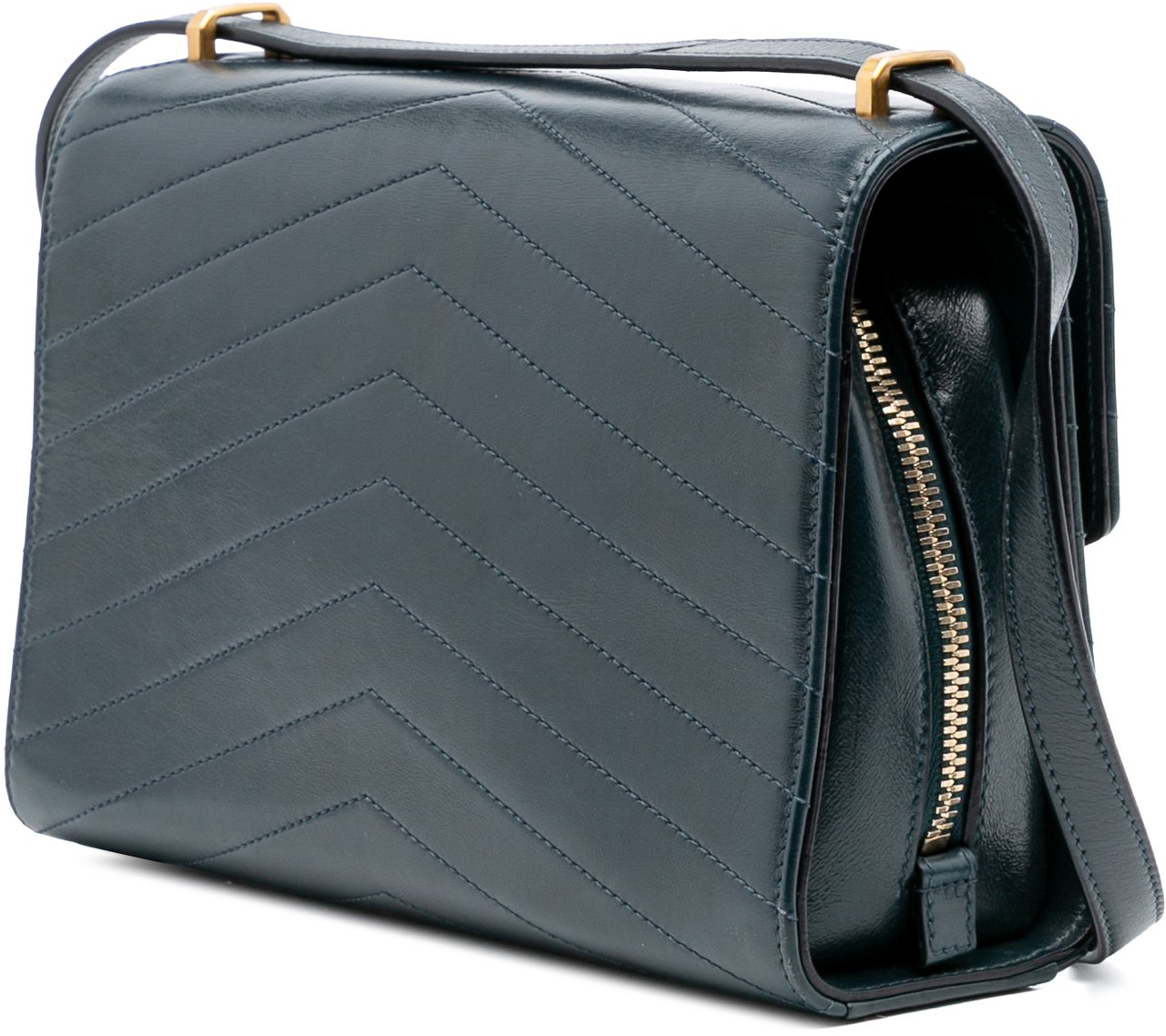 Chanel CC Chevron Calfskin Medal Flap Groen