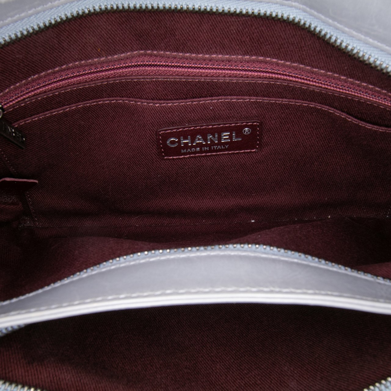 Chanel Quilted Glazed Calfskin Coco Pleats Chain Clutch Paars