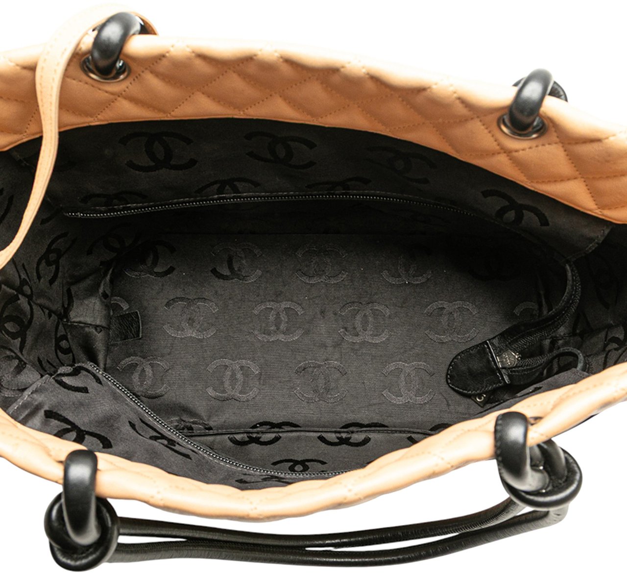 Chanel Large Quilted Lambskin Cambon Ligne Tote Bruin