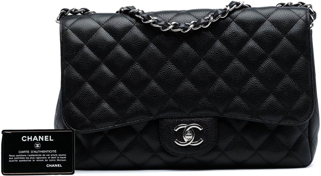 Chanel Jumbo Classic Caviar Single Flap Zwart