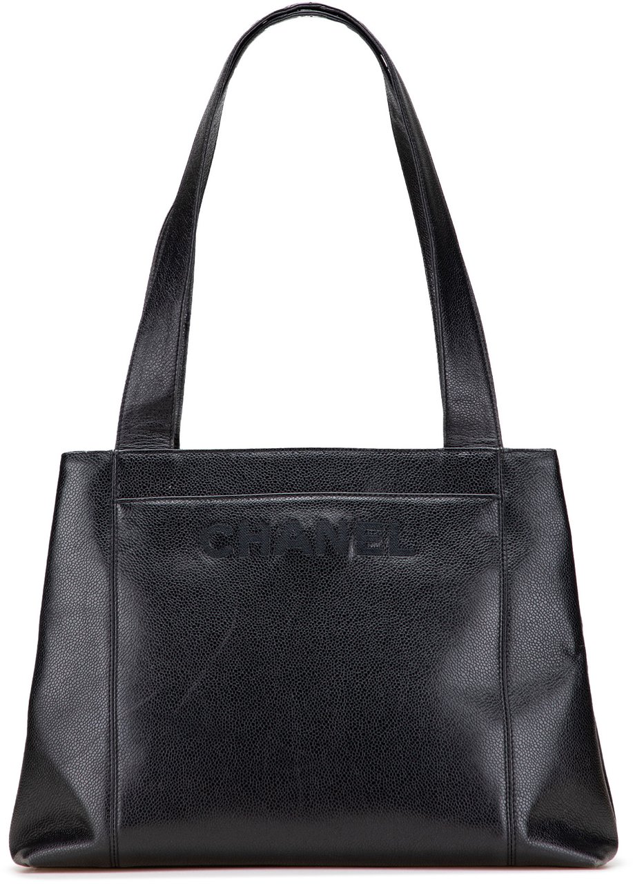 Chanel Caviar LAX Embroidered Logo Tote Zwart