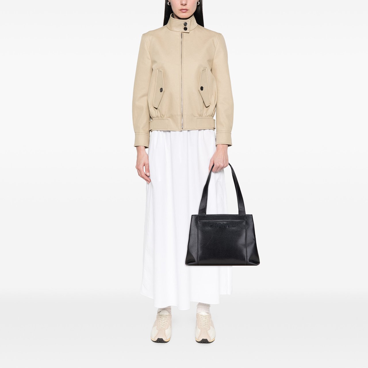 Chanel Caviar LAX Embroidered Logo Tote Zwart