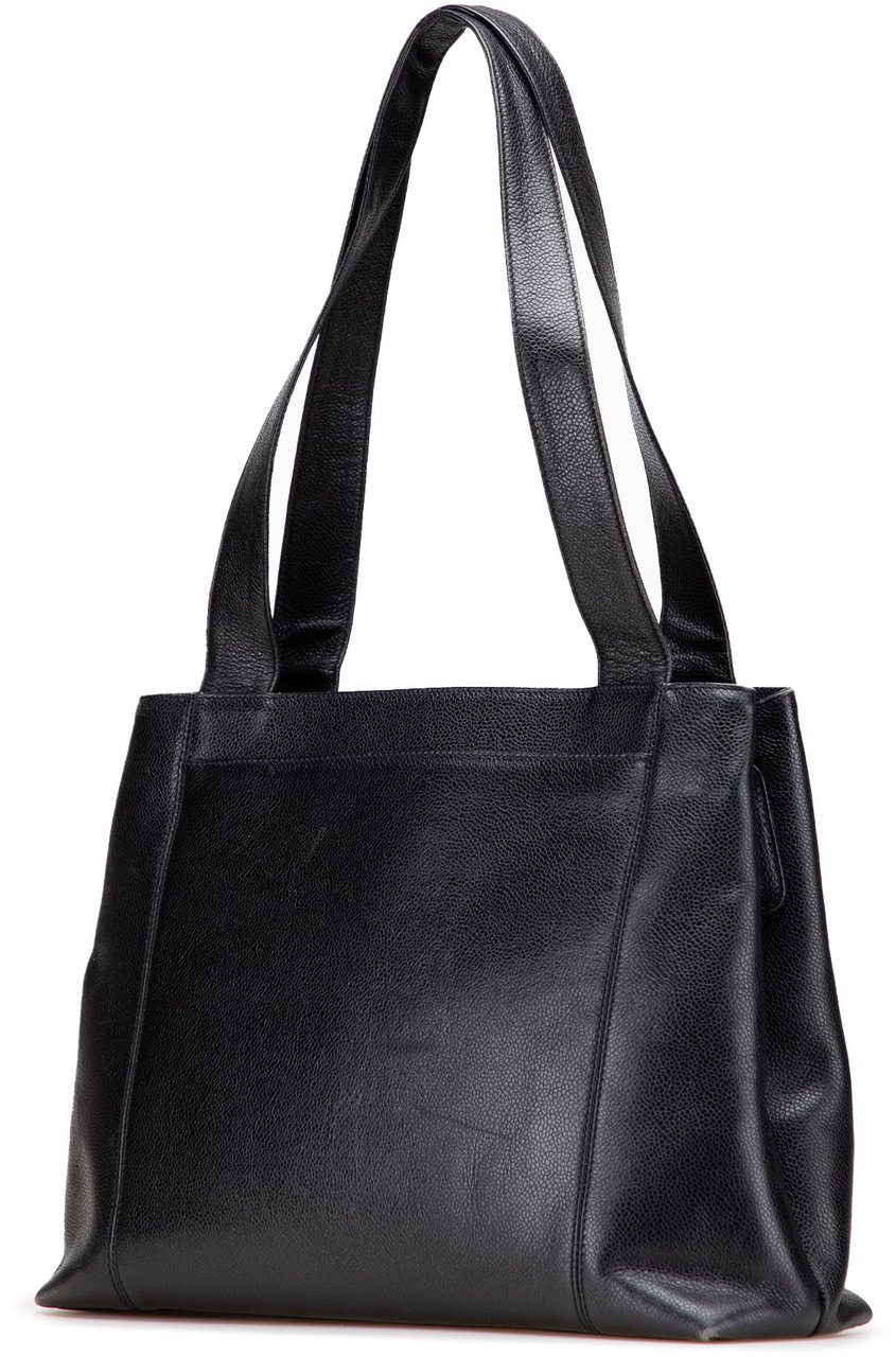 Chanel Caviar LAX Embroidered Logo Tote Zwart