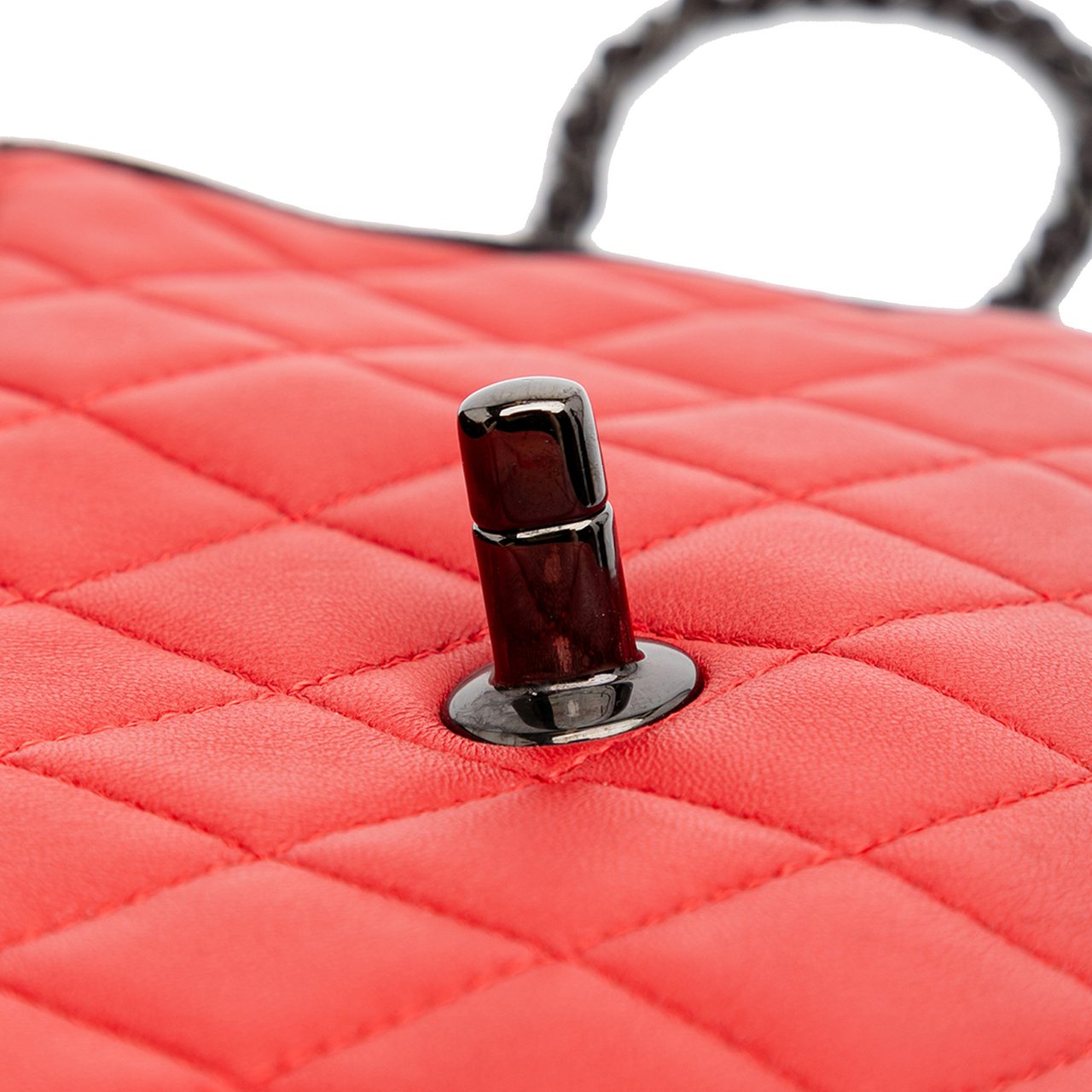 Chanel Medium Quilted Lambskin Grosgrain Two Tone Flap Rood
