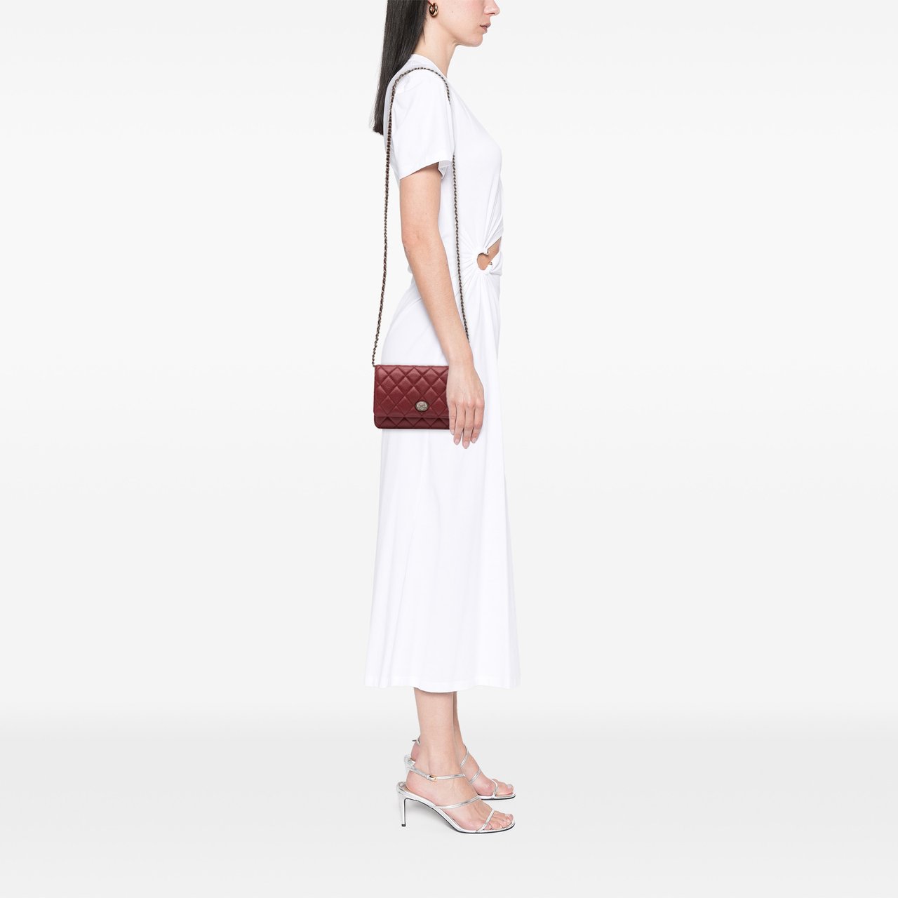 Chanel CC Quilted Caviar Wallet on Chain Rood