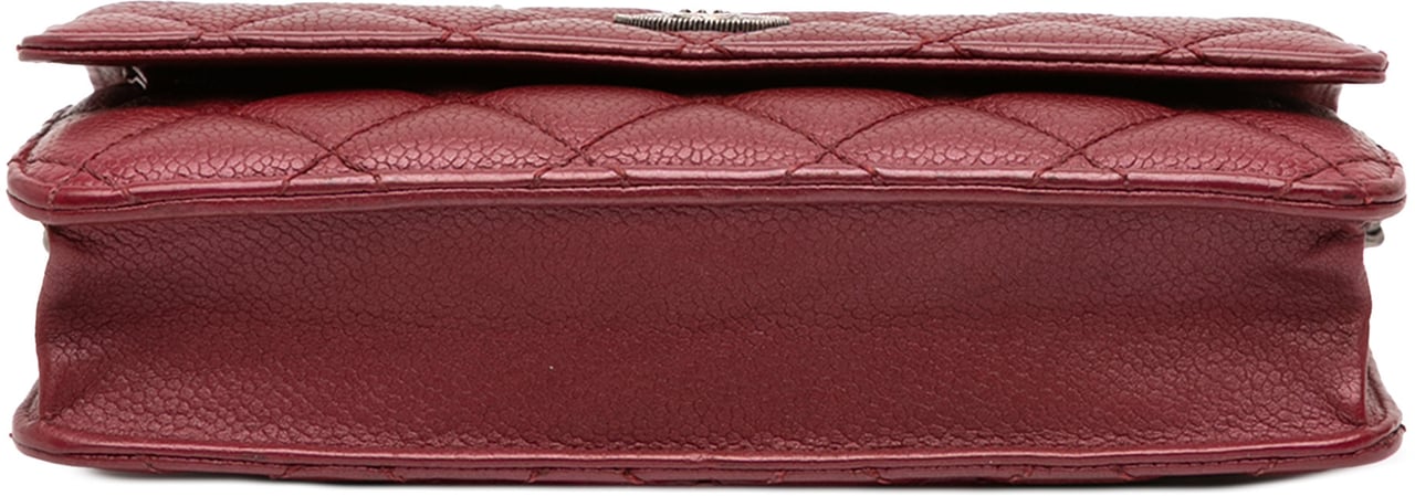Chanel CC Quilted Caviar Wallet on Chain Rood
