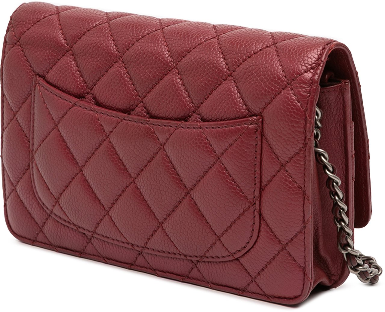 Chanel CC Quilted Caviar Wallet on Chain Rood