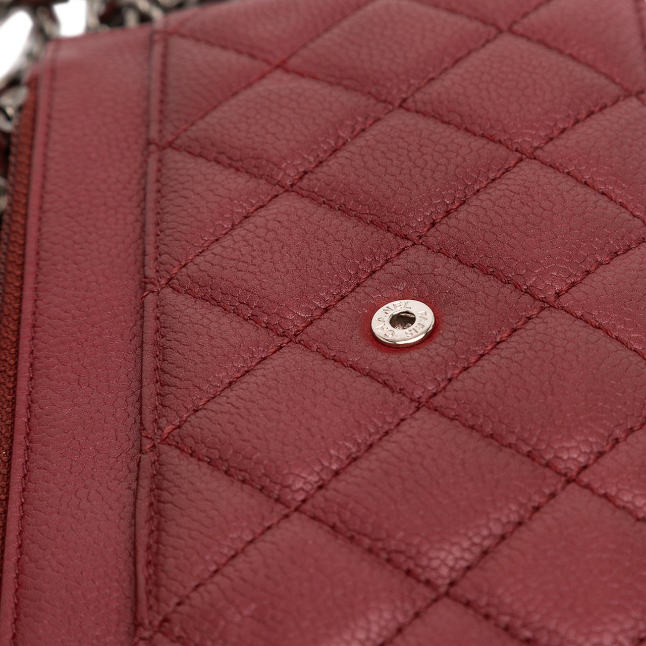 Chanel CC Quilted Caviar Wallet on Chain Rood