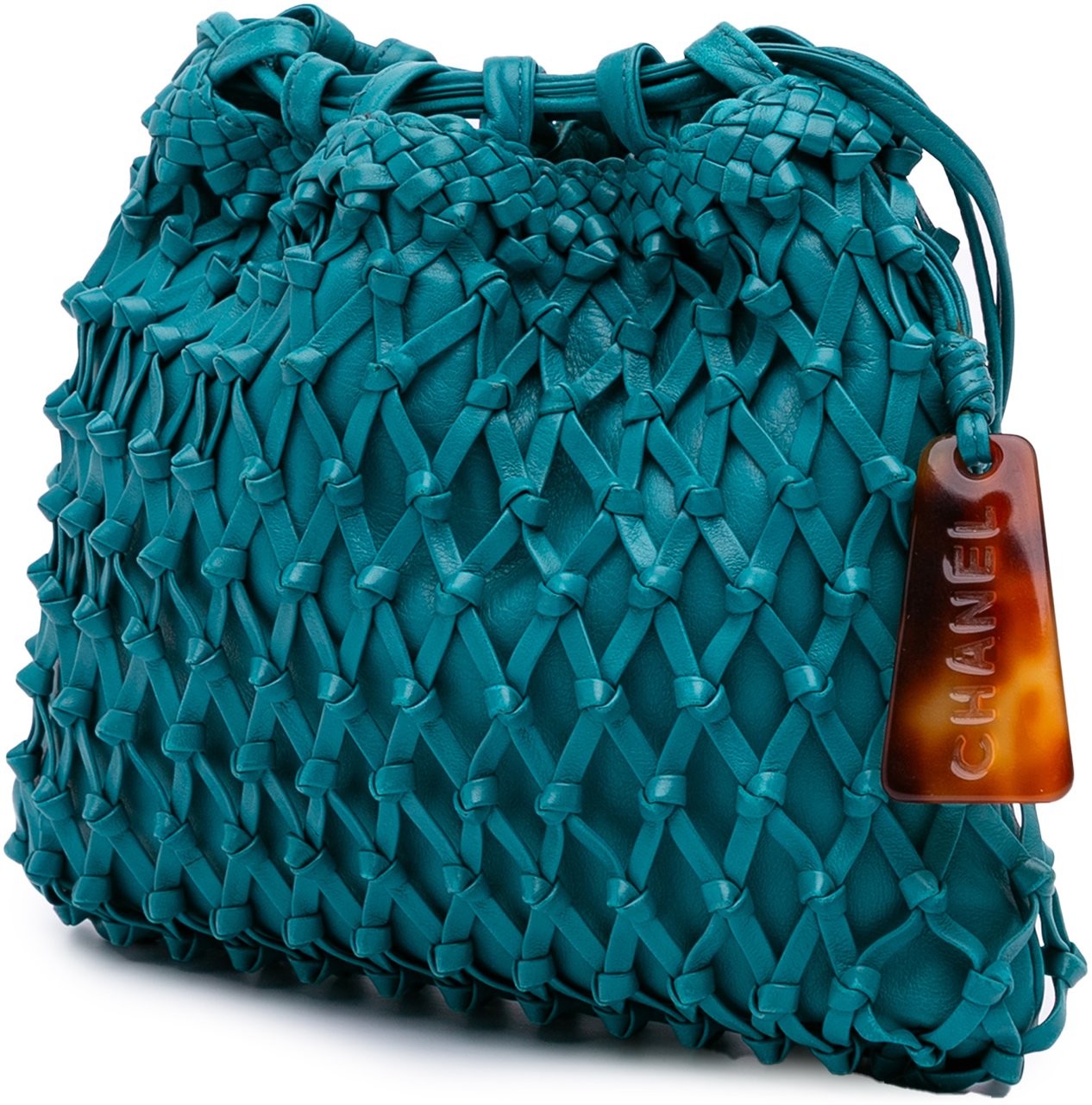 Chanel Woven Lambskin Drawstring Pouch Blauw