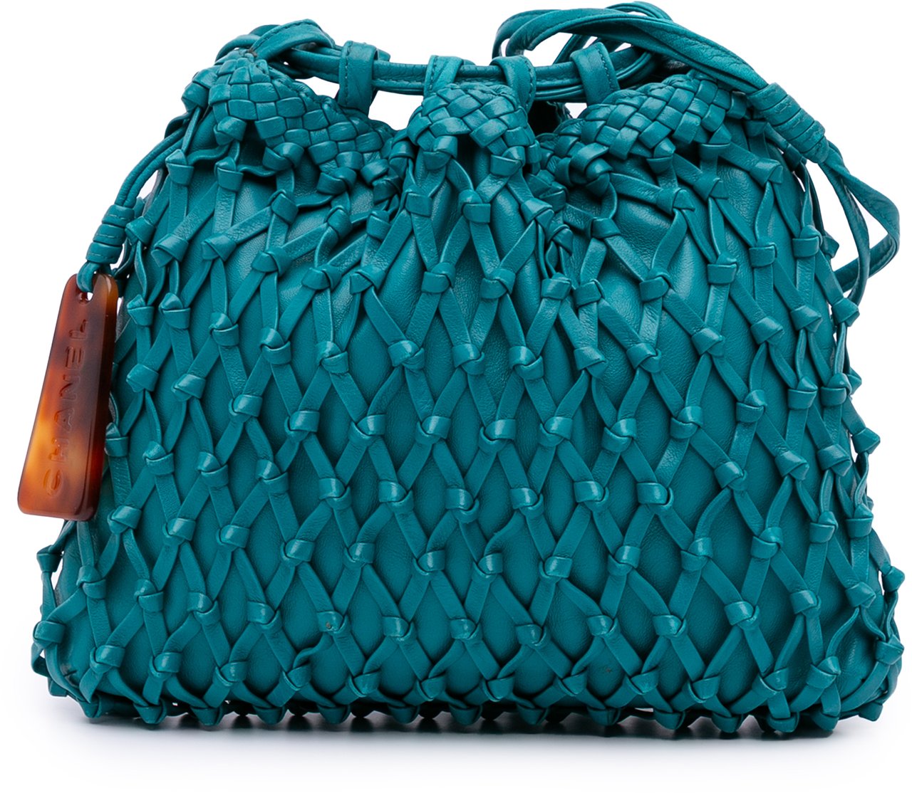 Chanel Woven Lambskin Drawstring Pouch Blauw