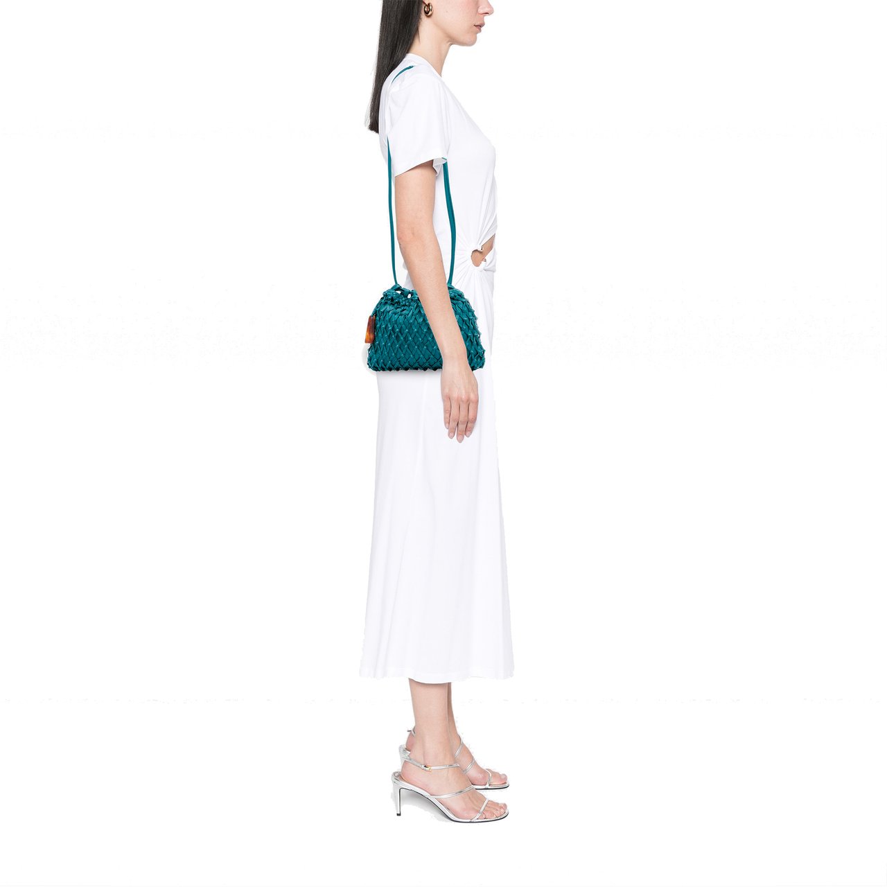 Chanel Woven Lambskin Drawstring Pouch Blauw