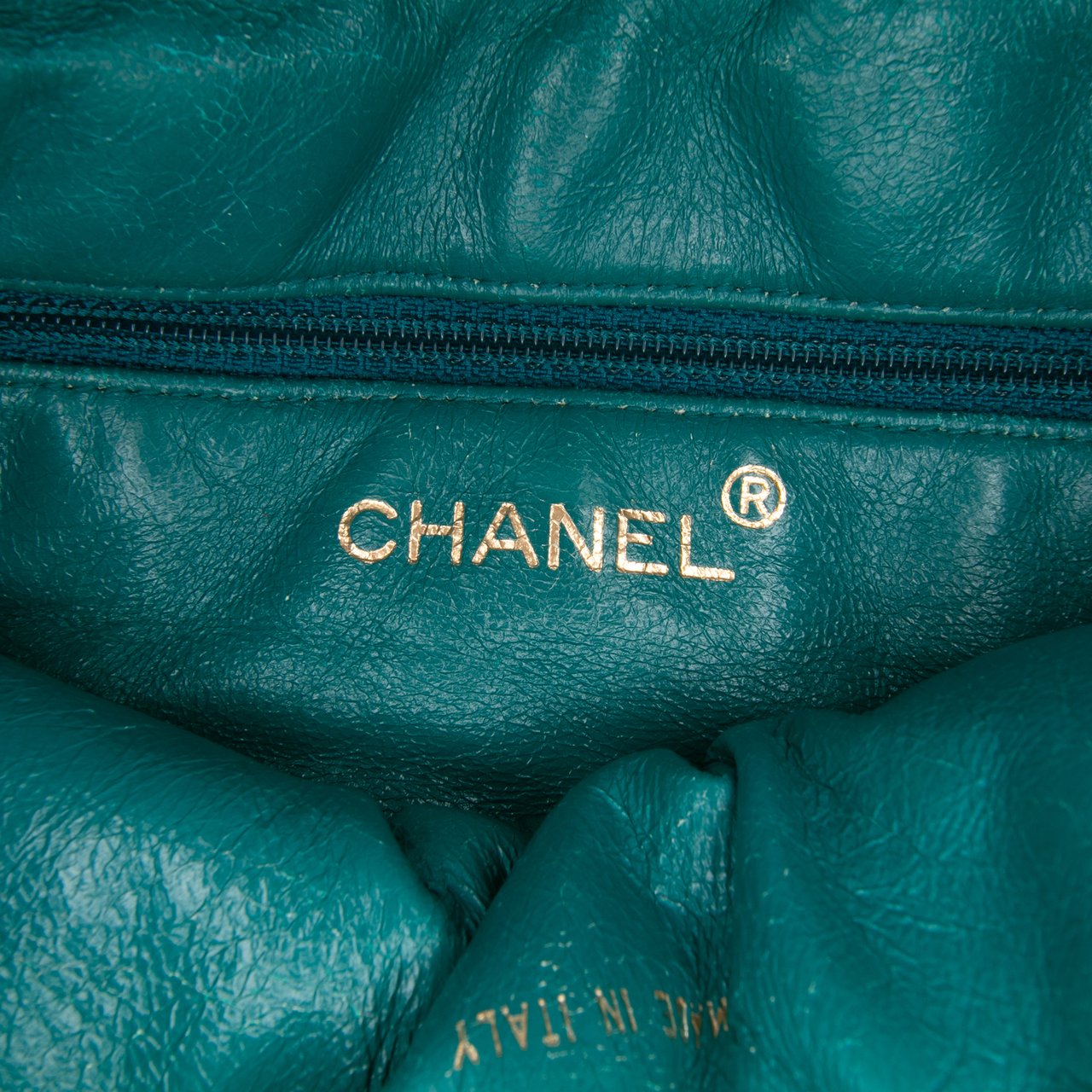 Chanel Woven Lambskin Drawstring Pouch Blauw