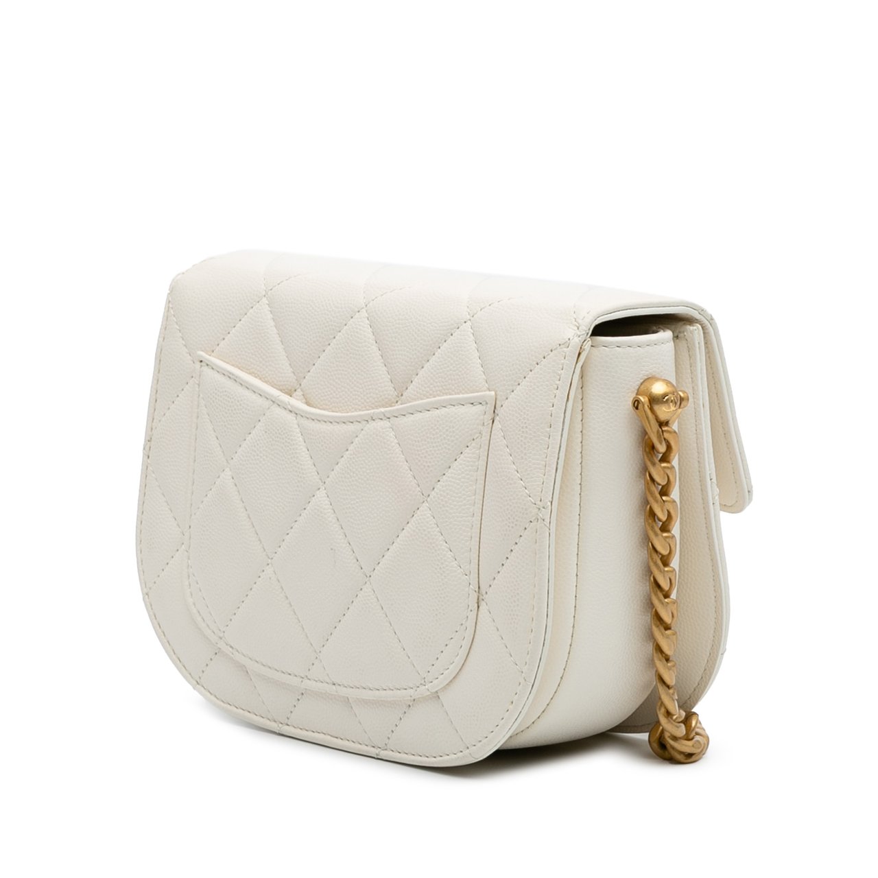 Chanel CC Quilted Lambskin Round Moon Messenger Flap Wit