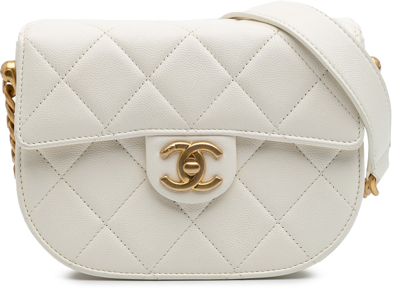 Chanel CC Quilted Lambskin Round Moon Messenger Flap Wit