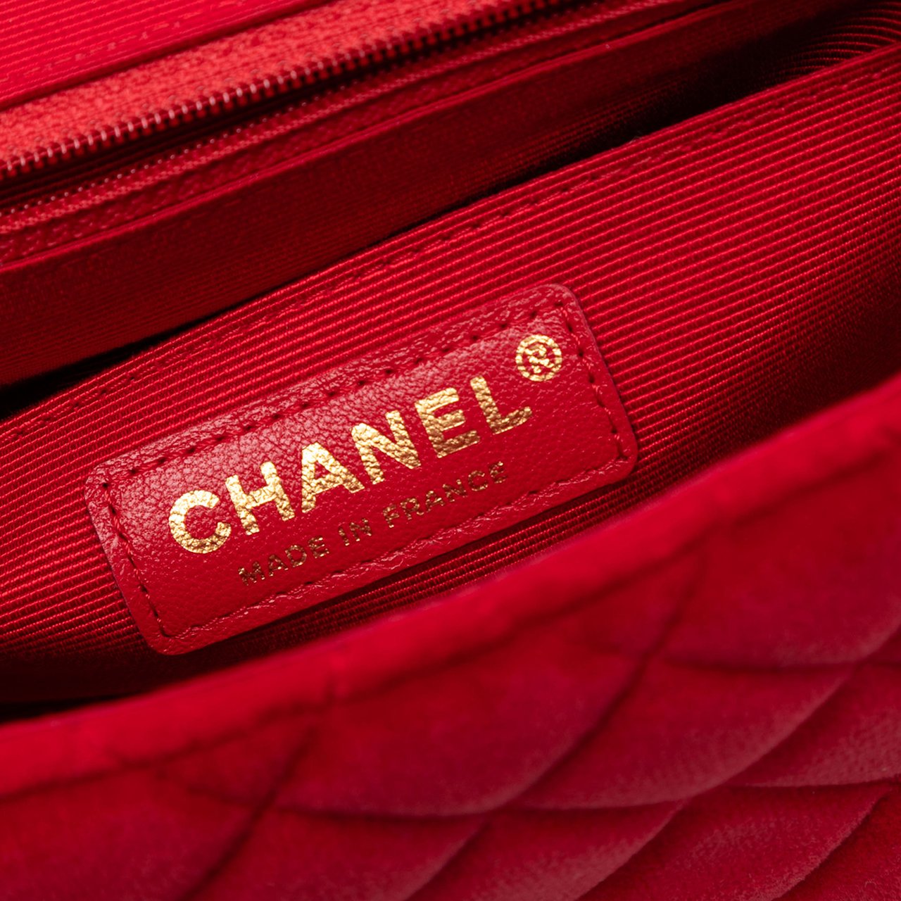 Chanel Mini Square Classic Velvet Single Flap Rood