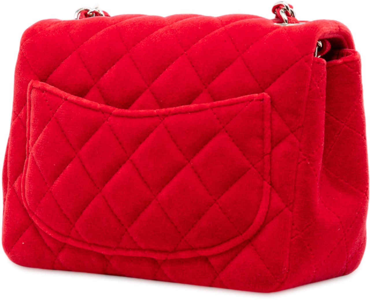 Chanel Mini Square Classic Velvet Single Flap Rood