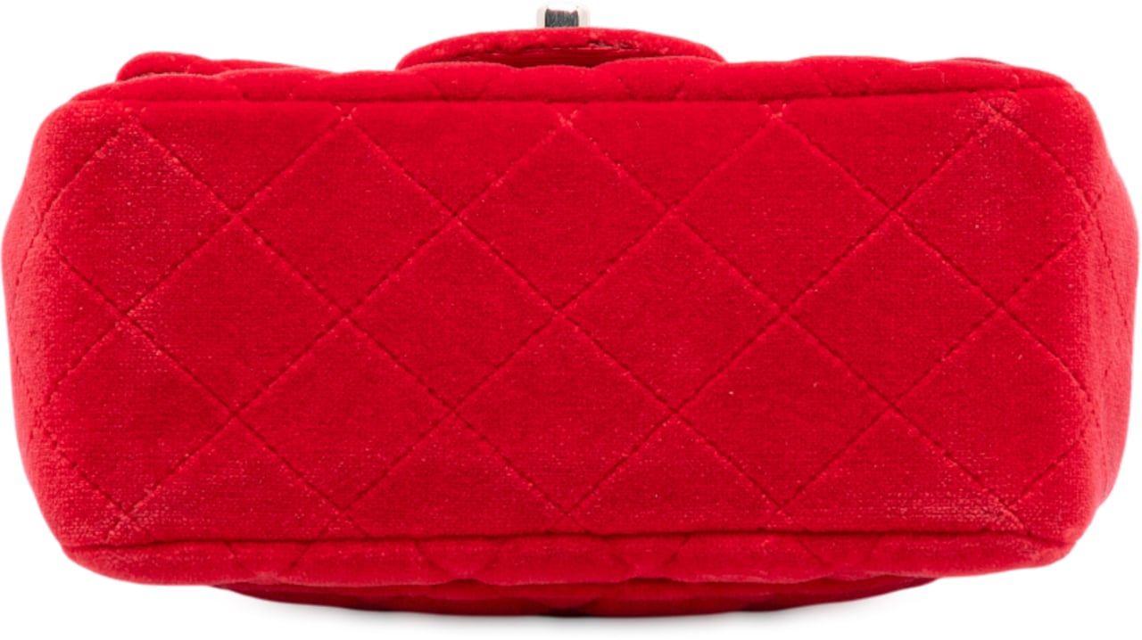 Chanel Mini Square Classic Velvet Single Flap Rood