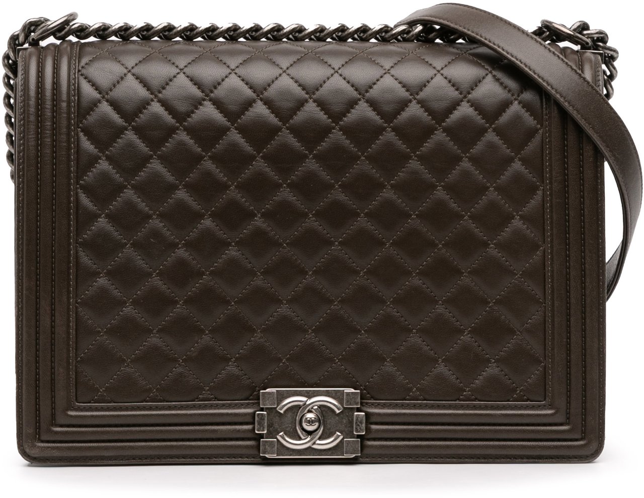 Chanel Large Quilted Lambskin Boy Flap Bruin