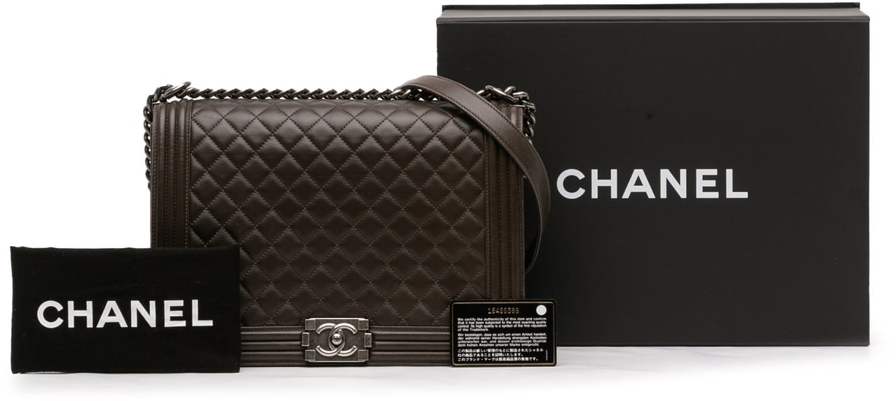Chanel Large Quilted Lambskin Boy Flap Bruin