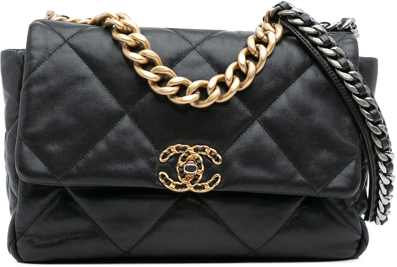Chanel Large Lambskin 19 Flap Zwart