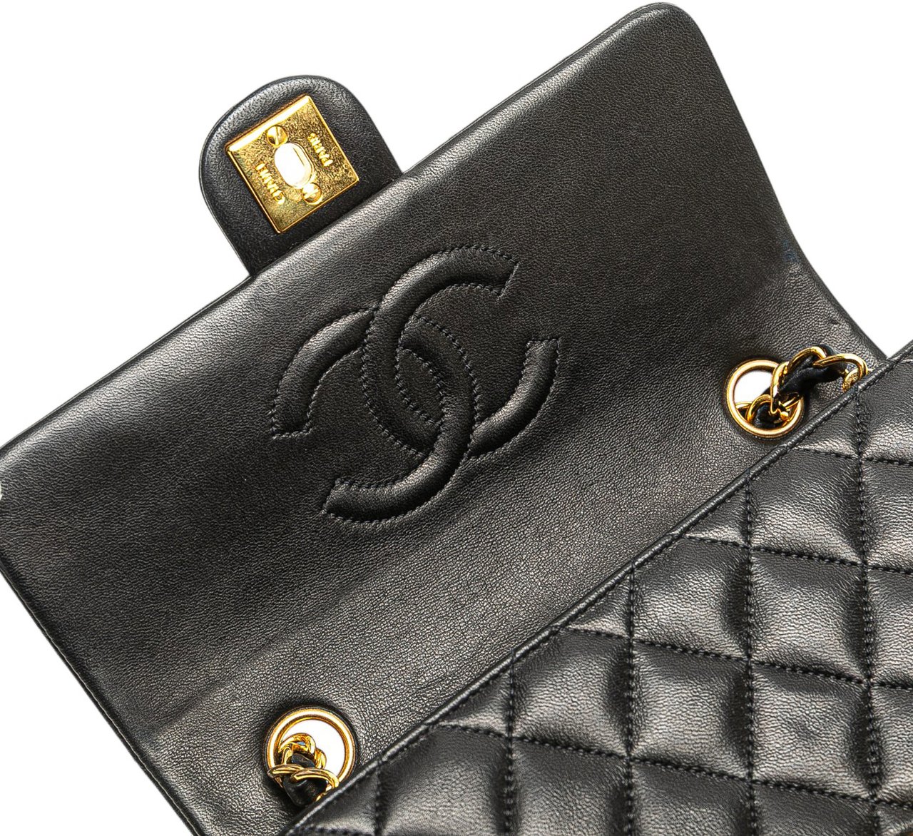 Chanel Square Quilted Lambskin Single Flap Zwart
