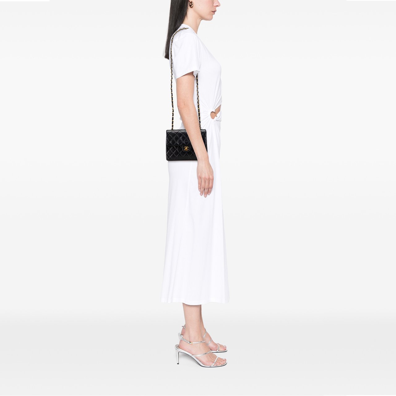 Chanel Square Quilted Lambskin Single Flap Zwart