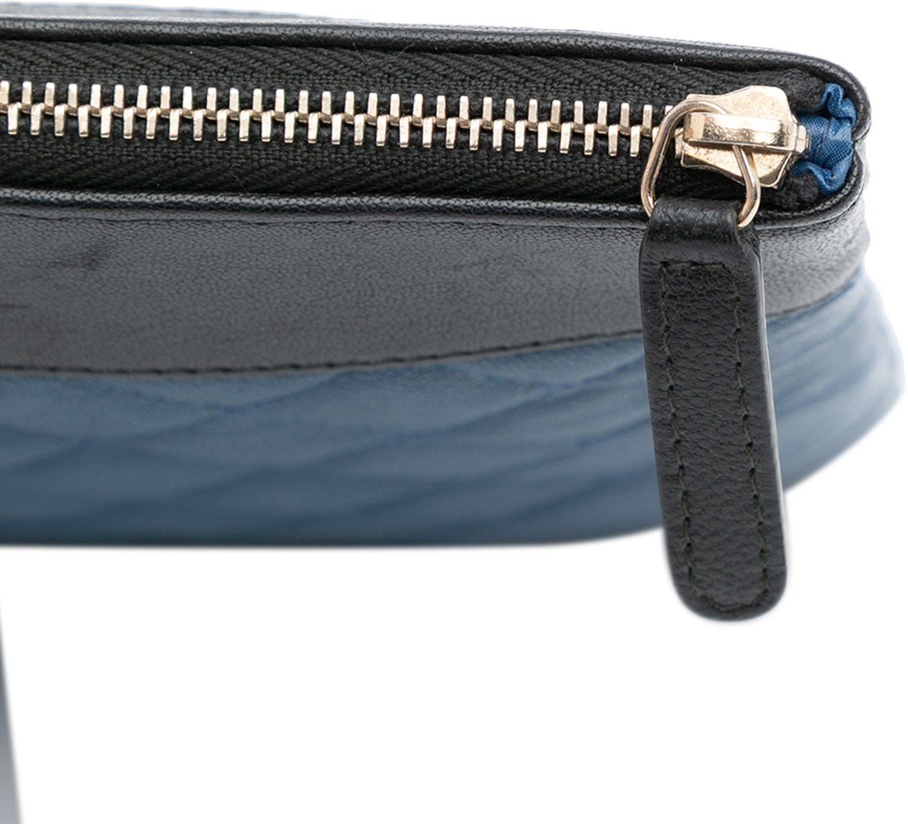 Chanel Large Bicolor Sheepskin Mademoiselle Zip Clutch Blauw