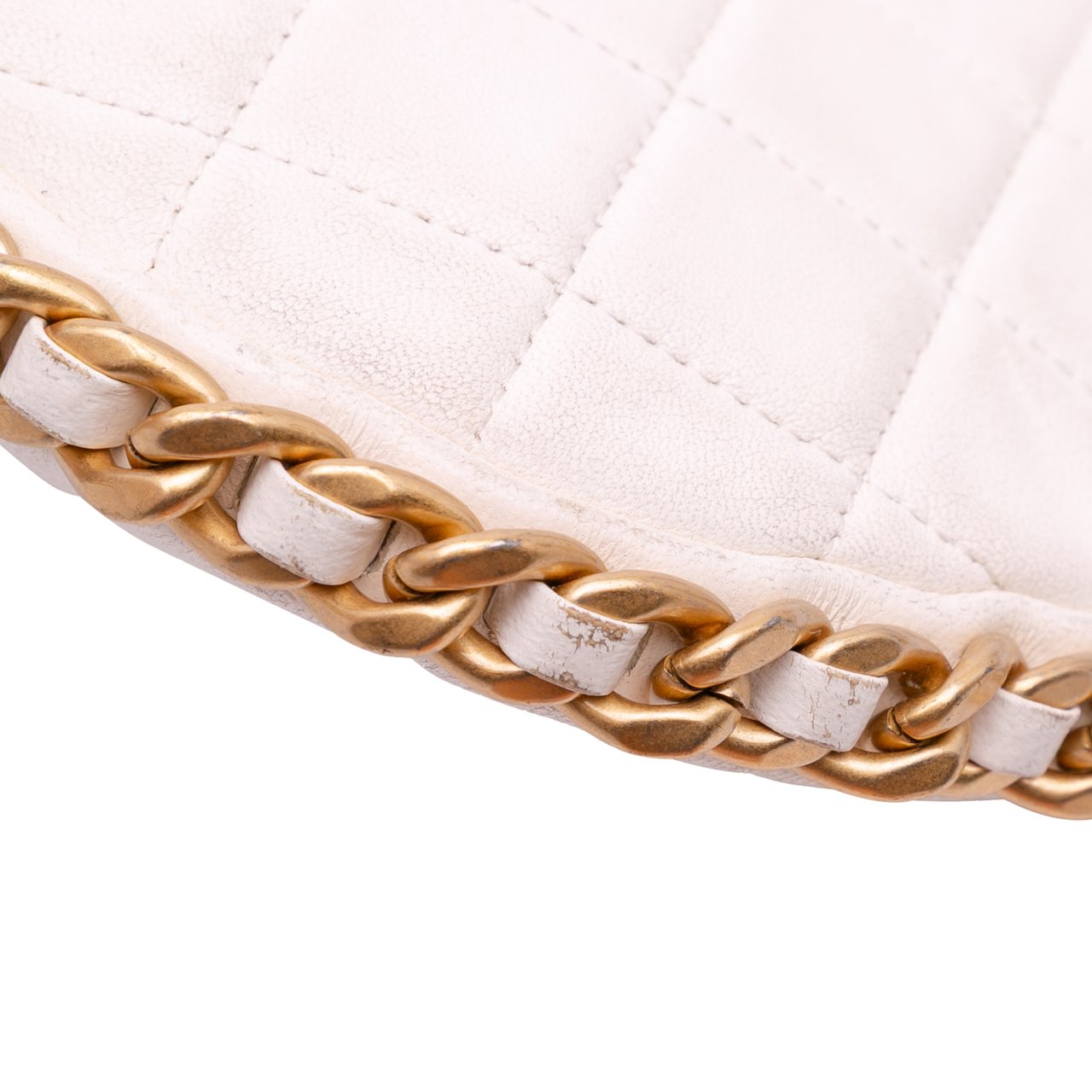 Chanel Large Shiny Crumpled Quilted Lambskin Trendy Chain Around Hobo Wit