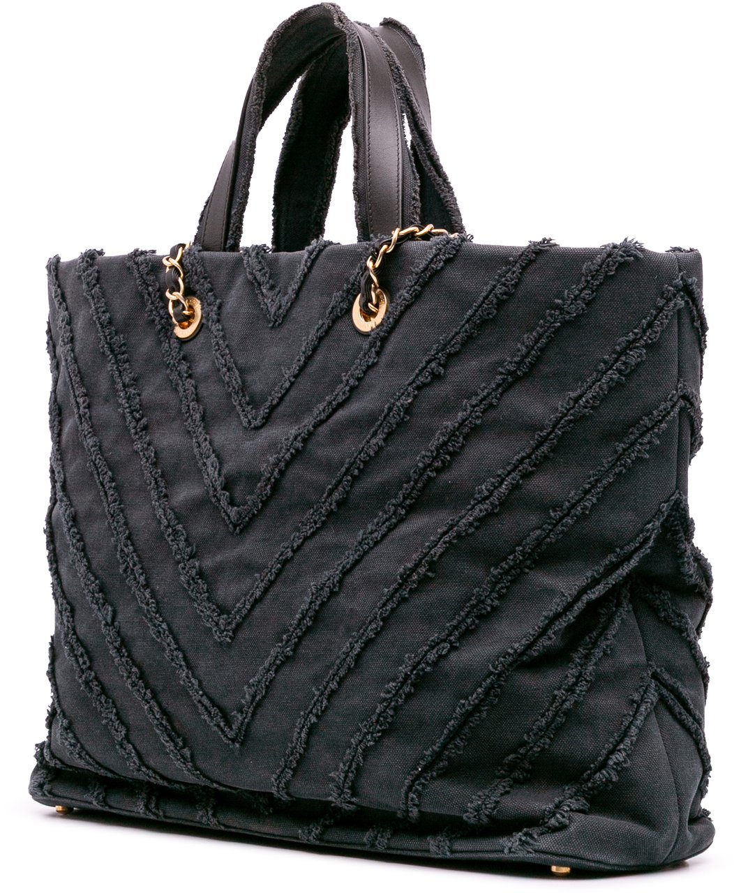 Chanel Chevron Canvas Cuba Patchwork Shopper Tote Blauw