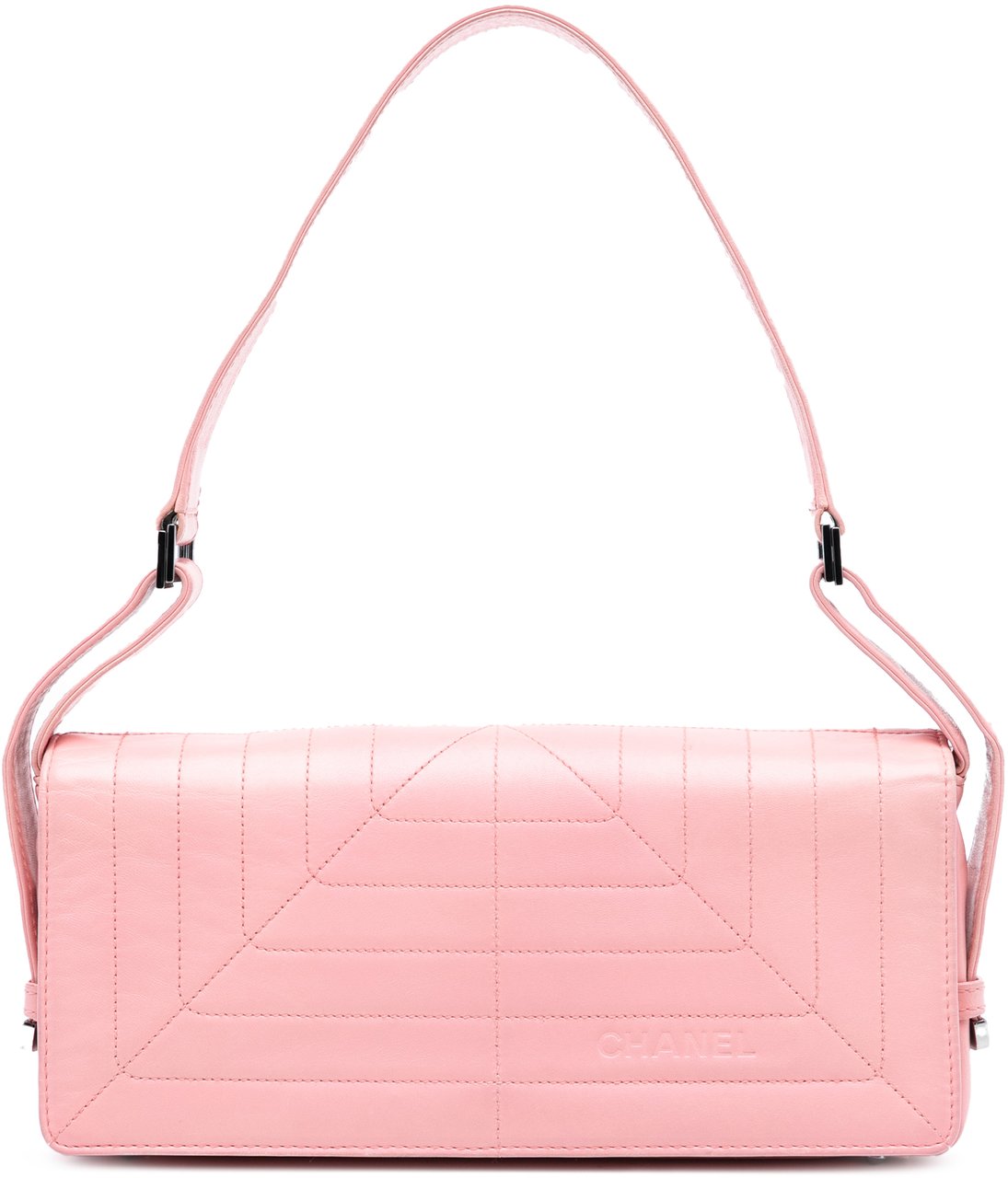Chanel Stitched Lambskin Logo Flap Roze