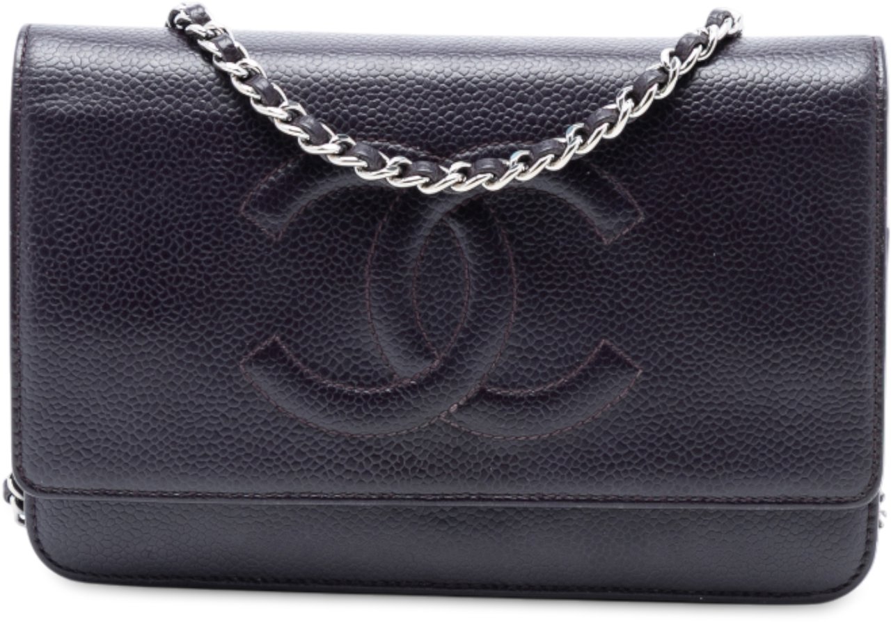 Chanel CC Caviar Wallet On Chain Paars