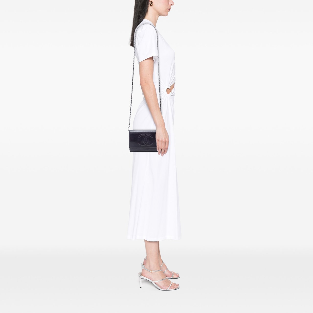 Chanel CC Caviar Wallet On Chain Paars