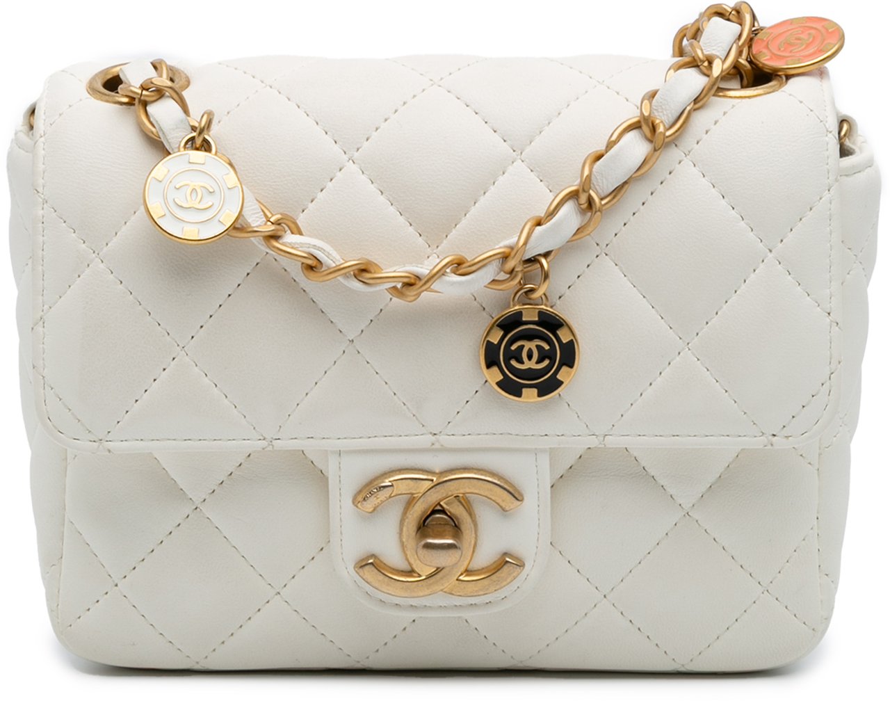Chanel Mini Square Classic Lambskin Casino Royale Charms Single Flap Wit